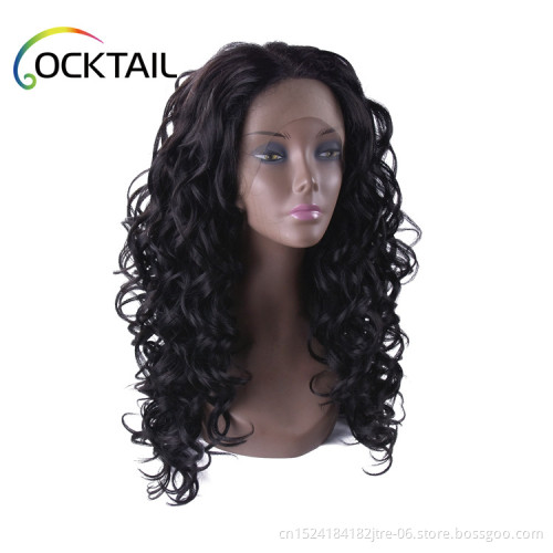 factory wholesale high temperature fiber loose curl synthetic lace front wig